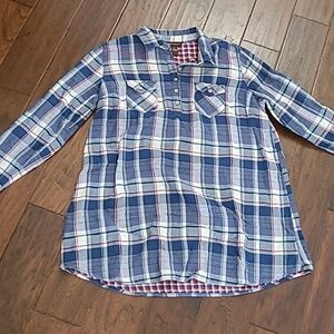 Bit & Bridle Blue & Red Plaid Flannel Shirt size Large